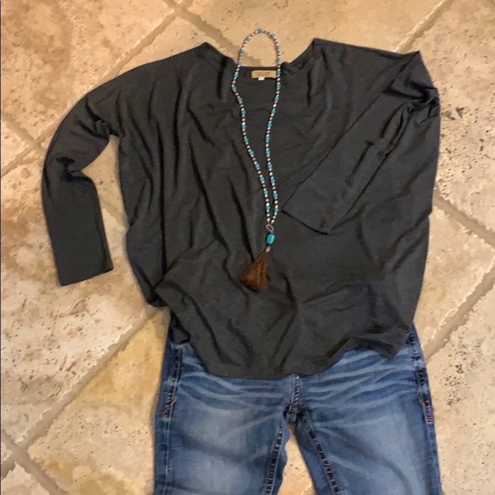 Piko blouse charcoal grey